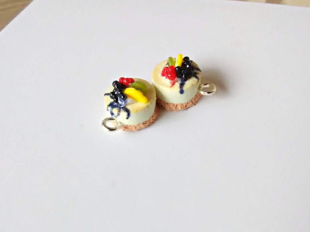 Fruit Cheesecake Charm Handmade Miniature Polymer Clay Dessert Jewelry