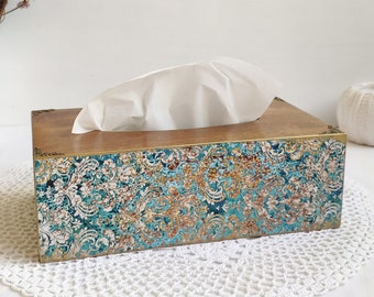 Rectangular Tissue Box Holder, Napkin Holder in Vintage Style, Wood Tissue Box Cover