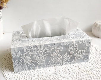 Vintage style tissue box cover, Rectangular tissue box holder, Wooden tissue box cover