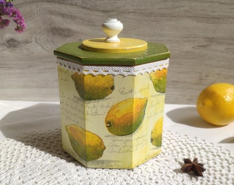 Decorative Wooden Jar with Lid, Wooden Storage Jars, Storage Pottery Sets, Kitchen Jar, Gift Mom