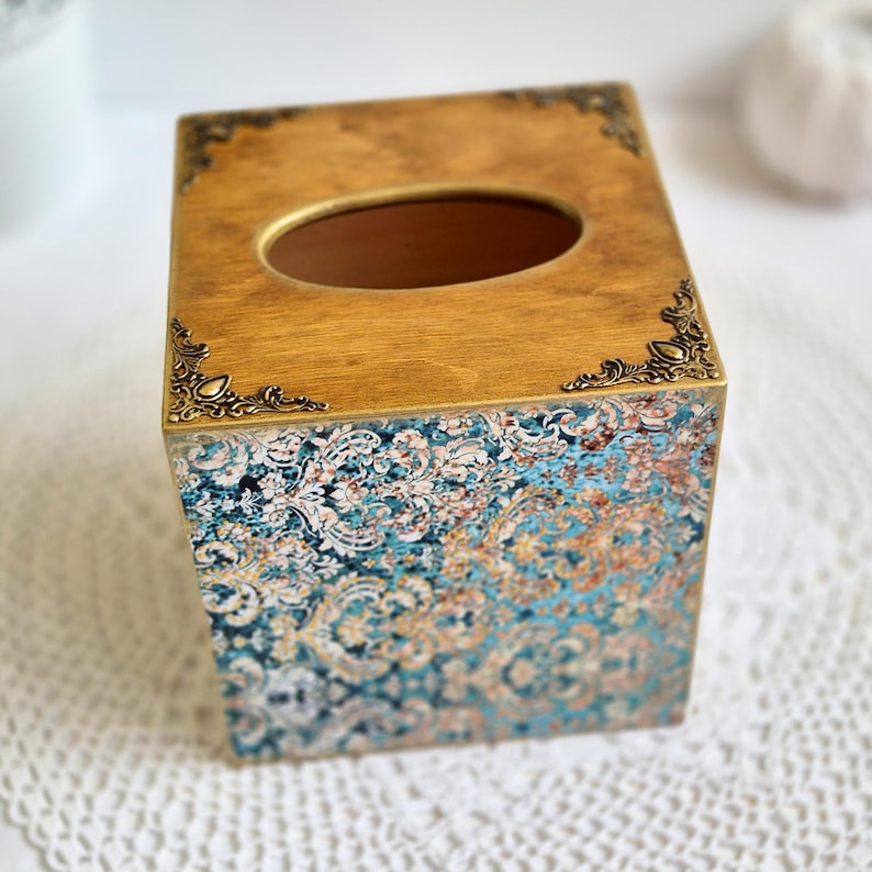 Tissue Box Cover, Wooden Square Tissue Box Holder, Tissue Storage, Decorative Cube Box for Napkins, Tissue Dispenser