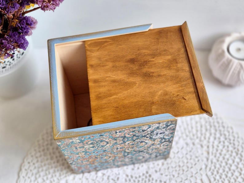 Tissue Box Cover, Wooden Square Tissue Box Holder, Tissue Storage, Decorative Cube Box for Napkins, Tissue Dispenser