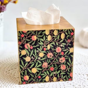 Porta fazzoletti William Morris, Porta fazzoletti quadrato in legno, Porta fazzoletti, Scatola cubica decorativa per tovaglioli, Distributore di fazzoletti