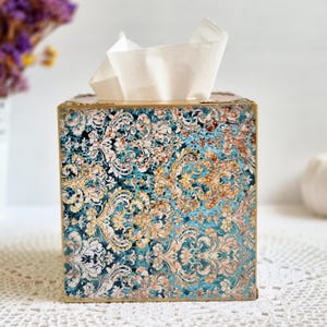 Tissue Box Cover, Wooden Square Tissue Box Holder, Tissue Storage, Decorative Cube Box for Napkins, Tissue Dispenser