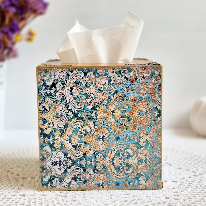 Tissue Box Cover, Wooden Square Tissue Box Holder, Tissue Storage, Decorative Cube Box for Napkins, Tissue Dispenser
