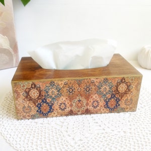 Tissue box holder in oriental style, Handcrafted tissue box cover, Rectangular tissue box holder