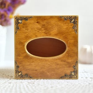 Tissue Box Cover, Wooden Square Tissue Box Holder, Tissue Storage, Decorative Cube Box for Napkins, Tissue Dispenser