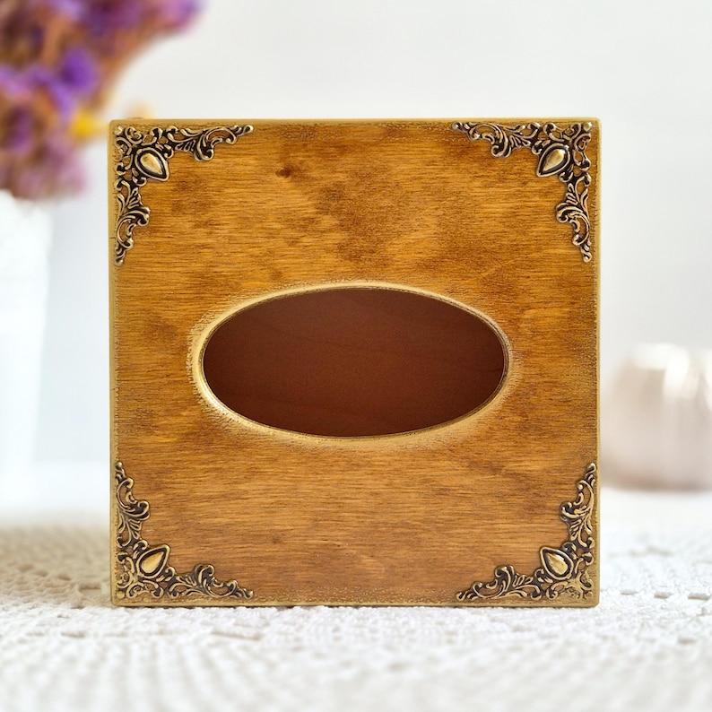 Tissue Box Cover, Wooden Square Tissue Box Holder, Tissue Storage, Decorative Cube Box for Napkins, Tissue Dispenser