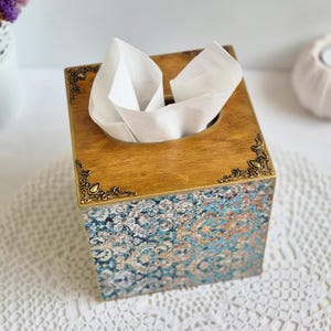 Tissue Box Cover, Wooden Square Tissue Box Holder, Tissue Storage, Decorative Cube Box for Napkins, Tissue Dispenser