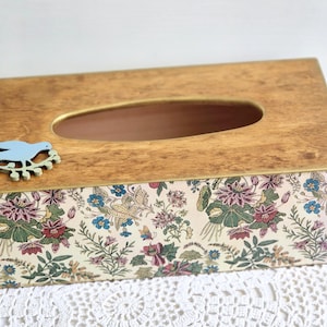 Dekorative florale Serviettenbox im Vintage-Stil, Serviettenbox aus Holz, Rechteckiger Holz Serviettenhalter
