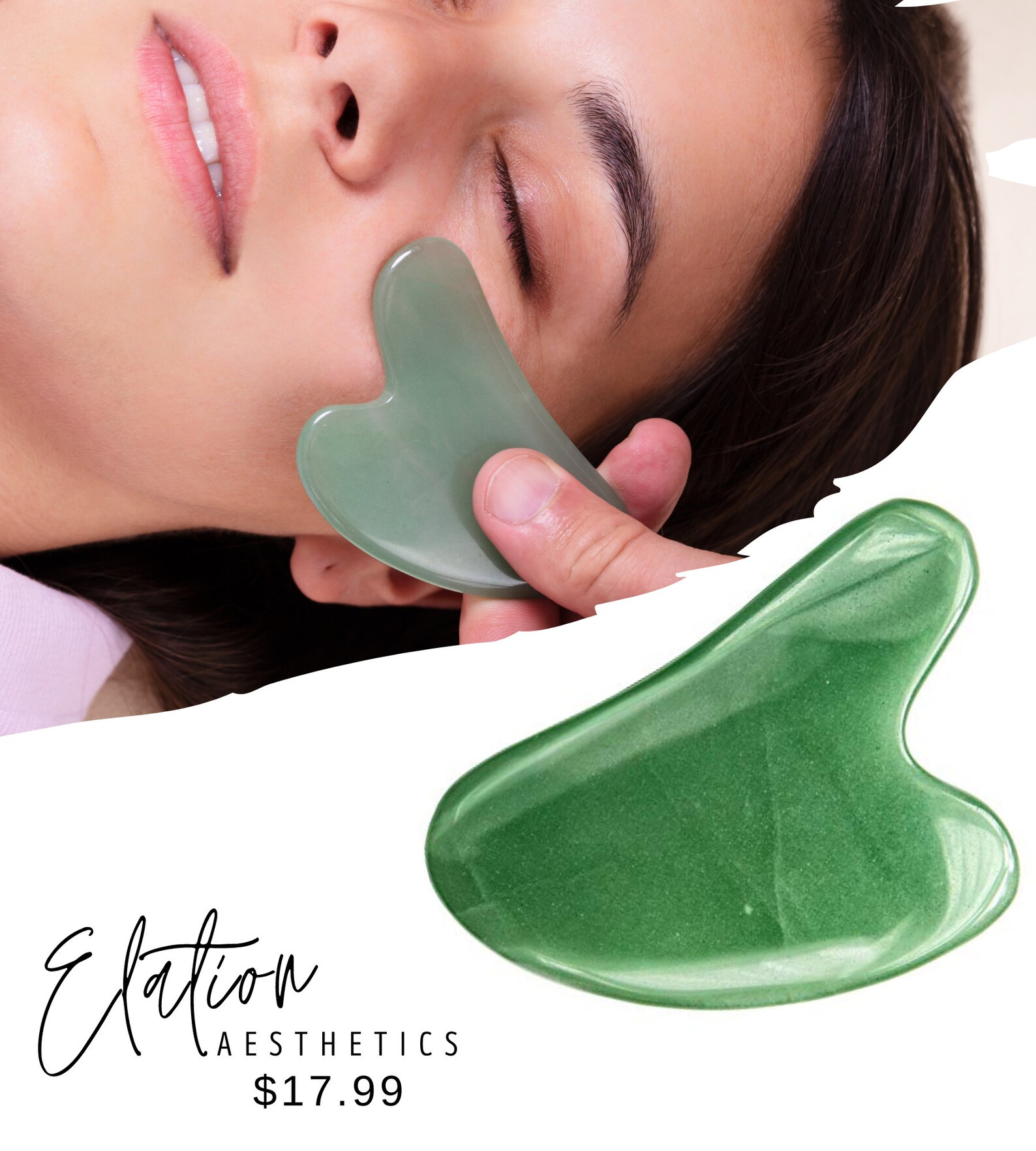 Natural Synthetic White Jade Crystal Stone Gua Sha Facial Tool Etsy