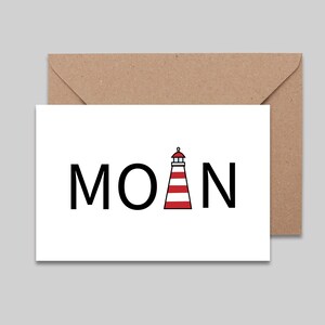 Moin Leuchtturm Typografie Postkarte Grußkarte