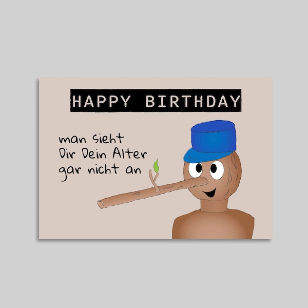 Holzpuppe Grußkarte Geburtstagskarte