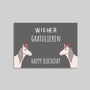 Geburtstagskarte Pferde Postkarte Grußkarte
