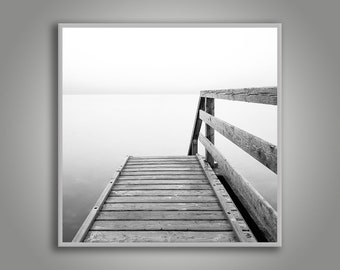 Fotografie Kunstdruck Fine Art Print schwarz-weiss Steg ins Meer