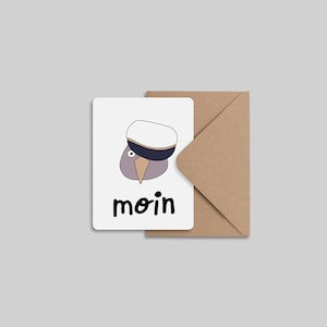 Moin Möwe Mini Karte Grußkarte Postkarte