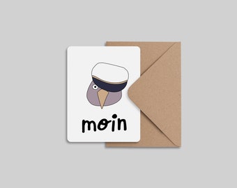 Moin Möwe Mini Karte Grußkarte Postkarte