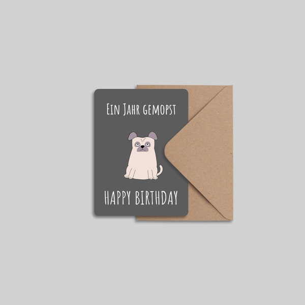 Mini Karte Mops Geburtstagskarte