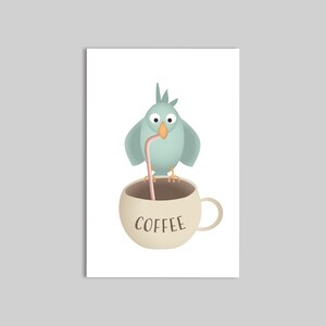 Kaffeevogel Illustration Karte Grußkarte Postkarte Grafik