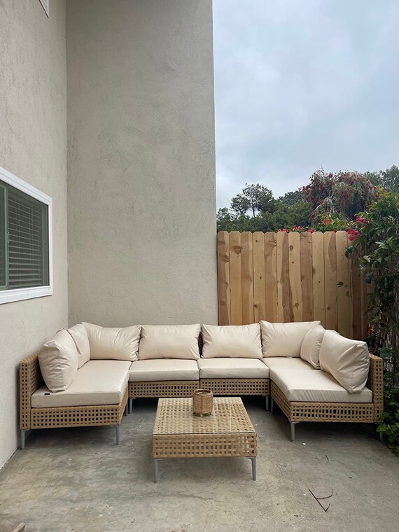 Garden Sofa Set 7 piece Wicker Patio Furniture Set All weather Boho Outdoor Conversation Set Sectional Sofa Deck Backyard Couch Etsy
