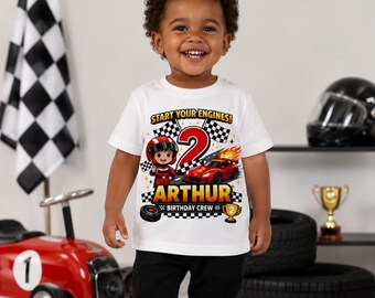 Race Car Birthday Shirt, Personalized Racing Tee, Custom Name Kids Outfit