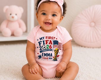 2026 FIFA World Cup Baby Girl Bodysuit, Personalized Soccer Outfit, Custom Name Gift