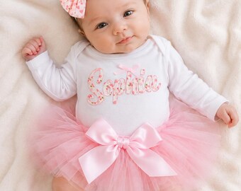 baby girl customized footie with matching headband