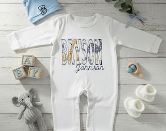 Baby boy footie customized baby clothing