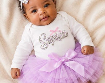 baby girl customized footie Romper  with matching headband girl gift or birthday outfit