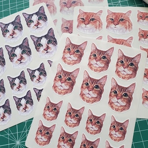 Hojas de calcomanías personalizadas con retratos de mascotas (corte en relieve, transparentes o blancas mate, estilo acuarela, para cuadernos, diarios de viñetas y agendas)