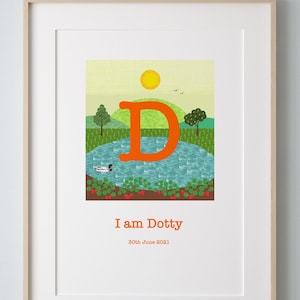 Personalised letter print, Initial art, letter name print, Girl initial, Boy initial, Kid's room decor, Nature letter print, Unisex nursery