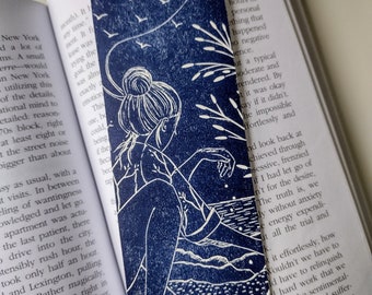Sow I am linocut bookmark, Handprinted bookmark, Nature lover gift, Book lovers gift, Gardener lover, Art bookmark, Nature bookmark
