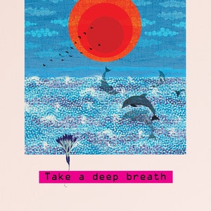 Take a deep breath art print, Wall art, Home print, Gift for her, Gift for him, Unisex print, Remember to breathe, Little reminders poster image 2