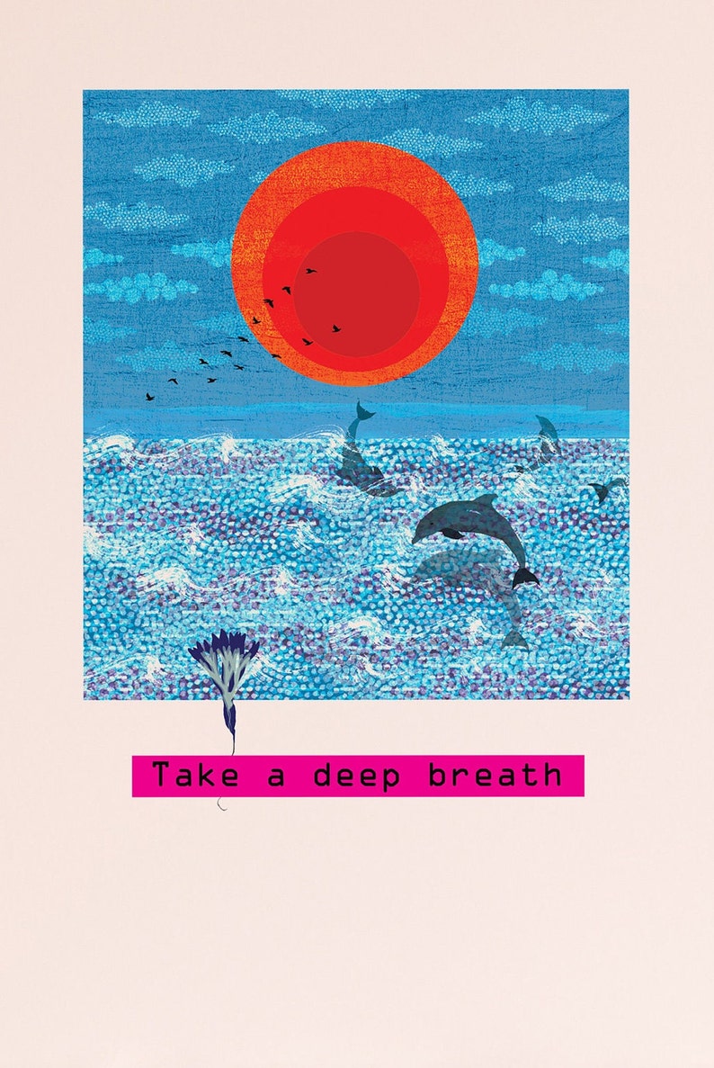 Take a deep breath art print, Wall art, Home print, Gift for her, Gift for him, Unisex print, Remember to breathe, Little reminders poster image 2
