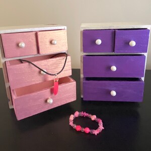 Hand Painted Wood Jewelry Box: Small Keepsake Trinket Storage