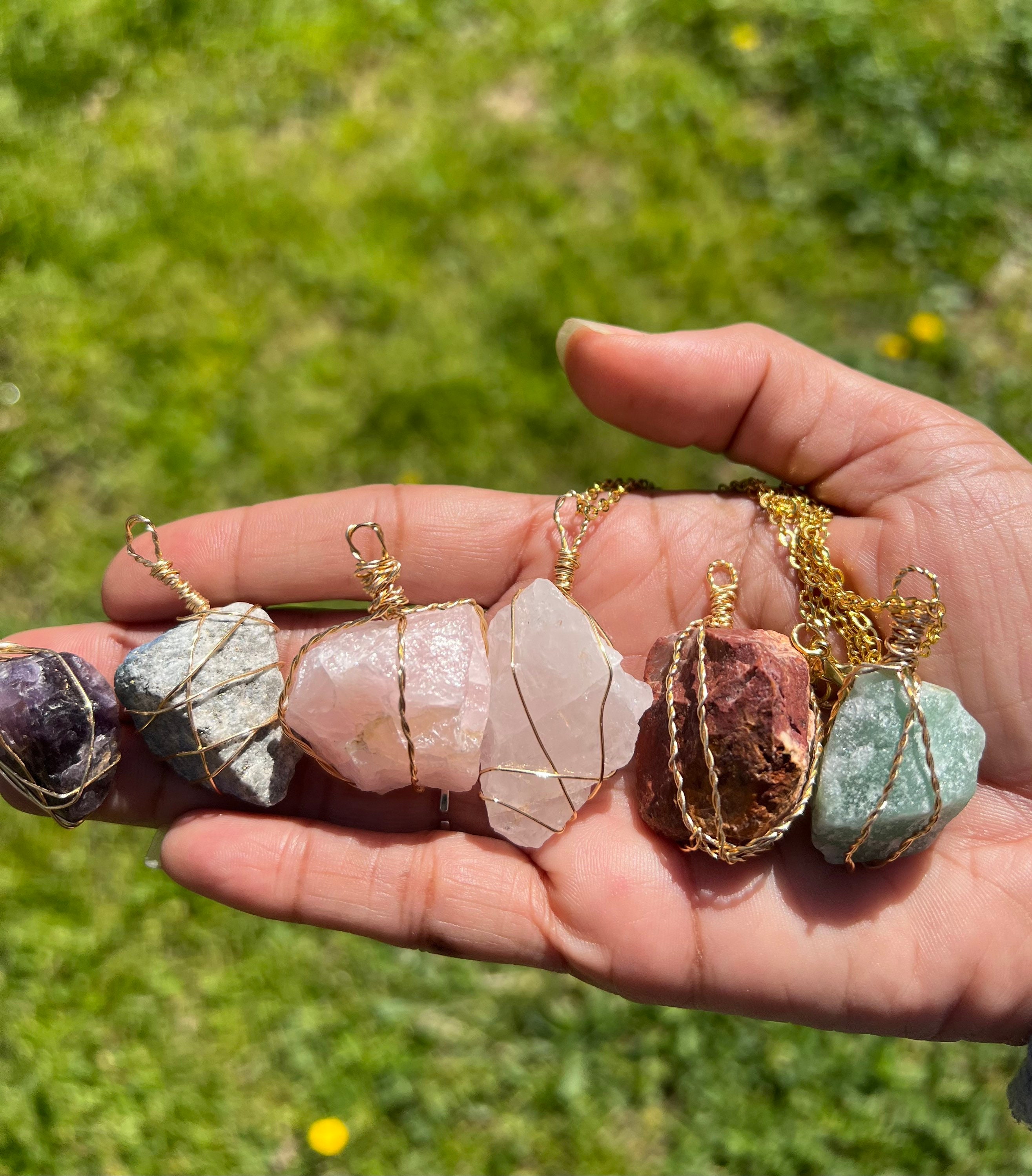 Wire Wrapped Raw Crystal Necklace, Crystal Talisman Necklace, Birthstone  Jewelry, Chakra Necklace -  Canada