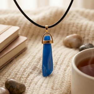 Glow in the Dark Prism Necklace: Handmade Resin Pendant, Leather Cord