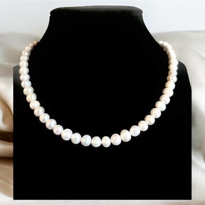 Freshwater Pearl Necklace for Men, White Pearl Necklace men, Mens Pearl Choker, Trendy Pearl Necklace, Male Pearl Necklace