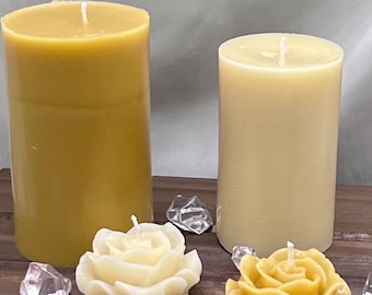 Organic Beeswax Pillar Candle: Non-Toxic, Vegan Friendly