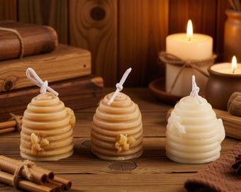 Beehive Bienenwachskerzen: Natürlicher Honigduft, ungiftig (3er-Pack)