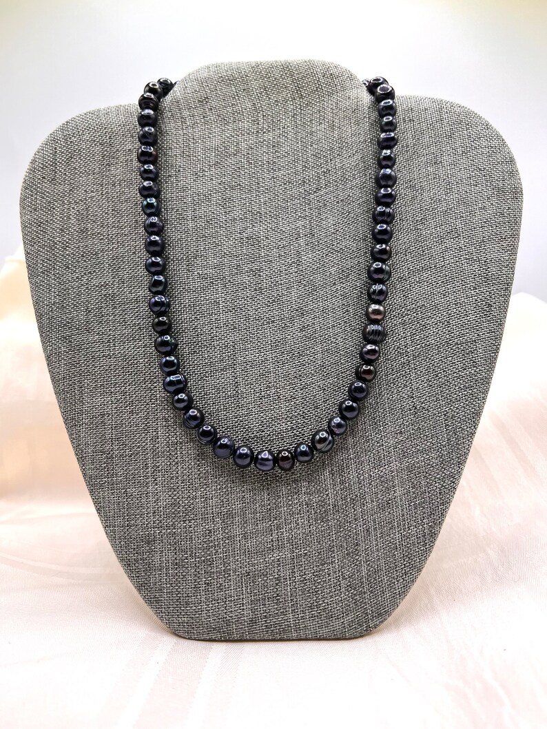 Black Freshwater Pearl Necklace for Men Black Pearl Necklace Etsy