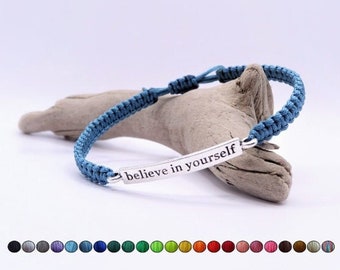 Believe in yourself Armband | 23 Farben | Makramee | Selbstbewusstsein | Selbstliebe | Positive Affirmation | Motivation | Glück | geknüpft