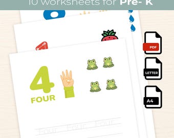 Number Tracing Worksheets 1–10 | Printable PDF Digital Download | Pre-K Math & Counting | Kindergarten