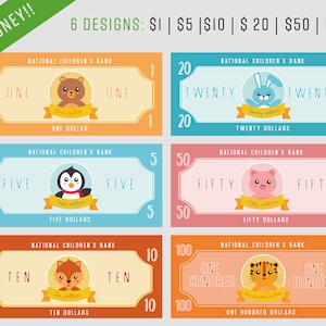 Play Money Printable for Kids Pretend Play Classroom Money Game Homeschool Activity Educational PDF Download