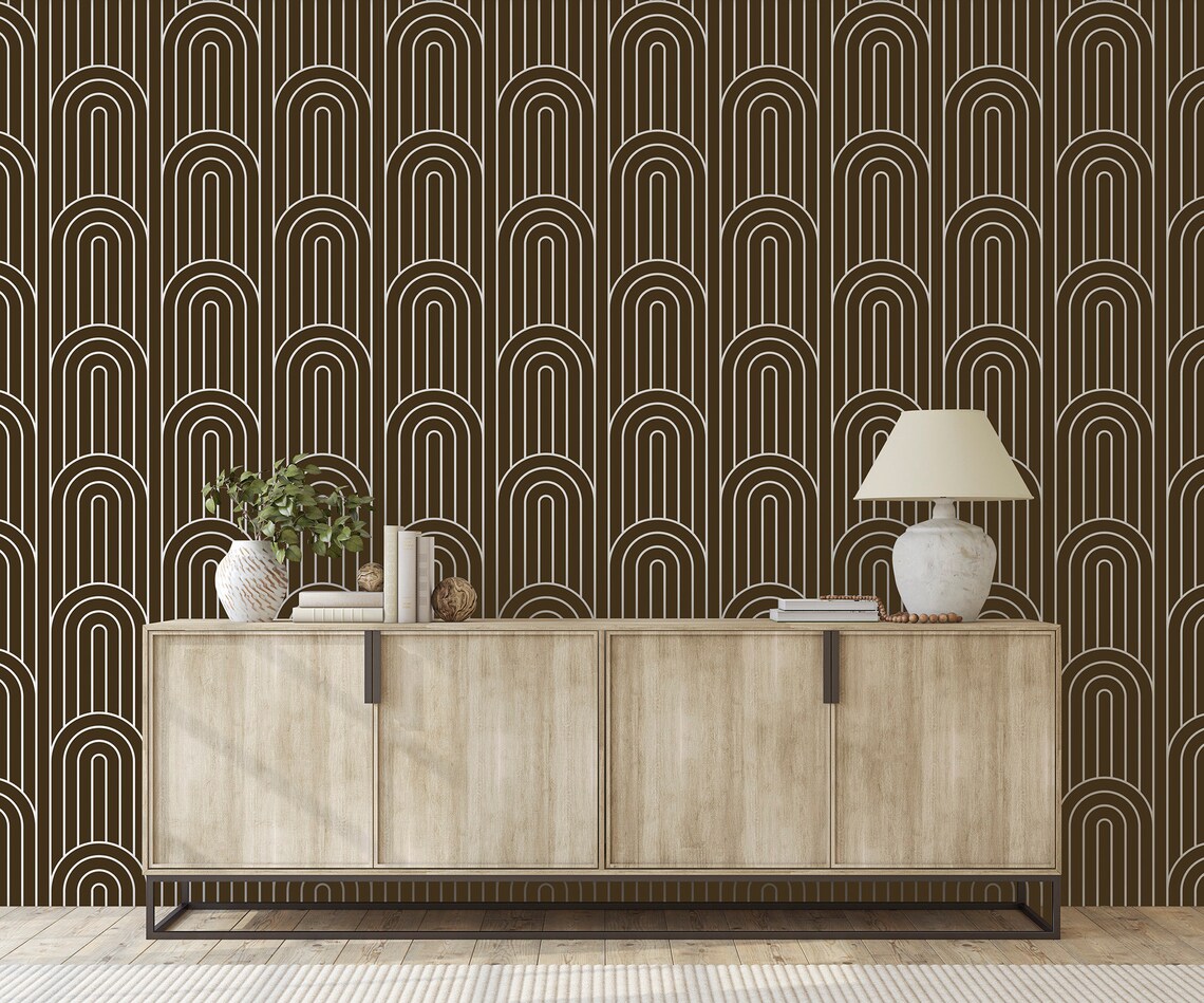 Art Deco Wallpaper Arches Wallpaper Art Deco Accent Wall Etsy