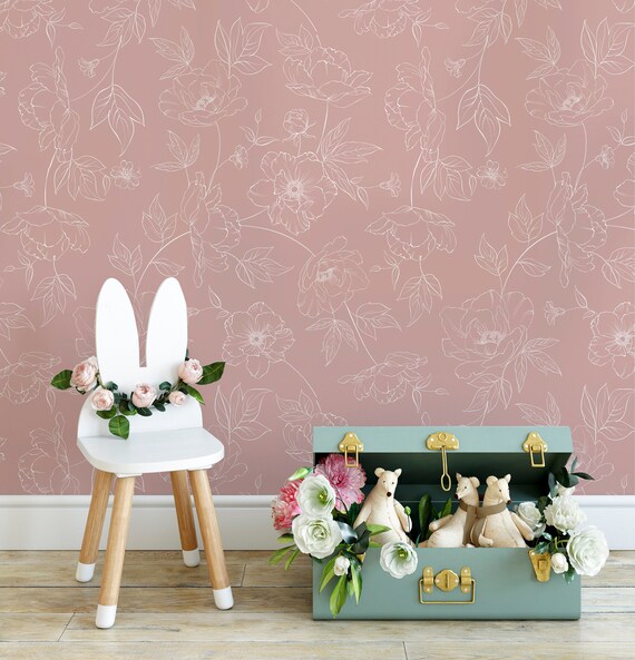 Lilly Dusty Pink Wallpaper Dusty Rose Wallpaper Girls Wallpaper