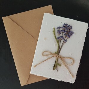 Unique Handmade Greeting Card From Handmade Paper and Dried Flowers! All Natural, Eco Friendly!