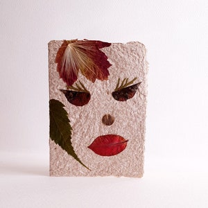 Unique Handmade Greeting Card From Handmade Paper and Dried Leaves and Flowers! All Natural, Eco Friendly!
