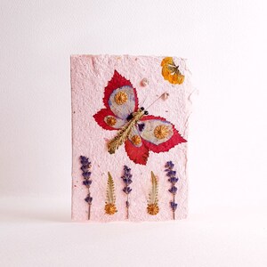 Unique Handmade Greeting Card From Handmade Paper and Dried Leaves andFlowers! All Natural, Eco Friendly!