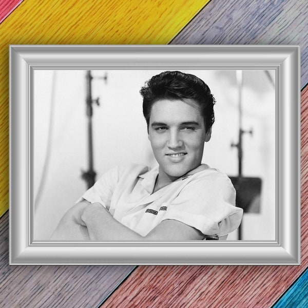 ELVIS PRESLEY Vintage Fine Art Rock and Roll Photograph Instant Download Printable Black and White Historic Retro Poster Digital Download